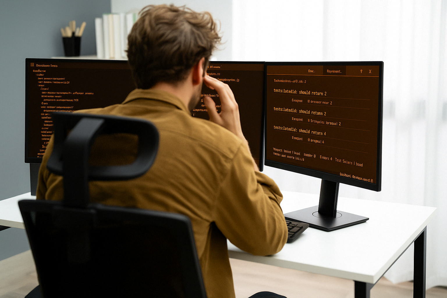 A man writing codes to represent what is regression testing