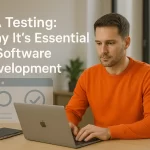 A man running qa testing in a laptop